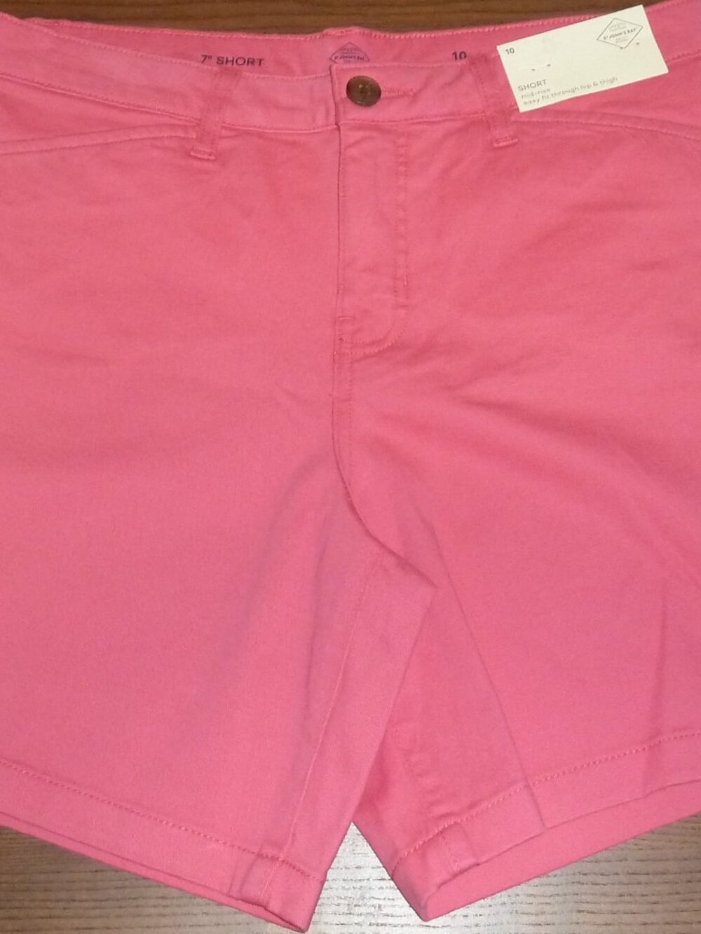 St Johns Bay Chino Shorts Womens 10 Mid Rise Easy Fit Stretch Watermelon Pink